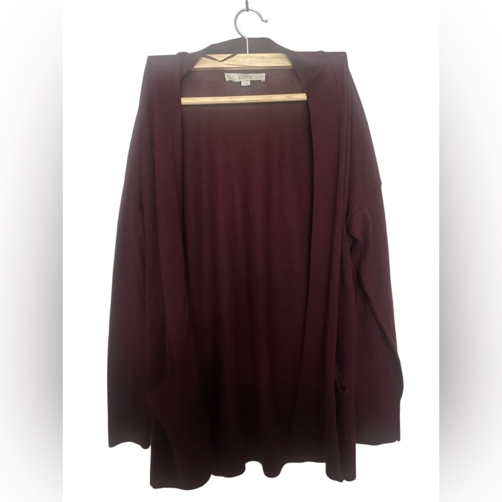 LOFT Deep Red Knit Cardigan